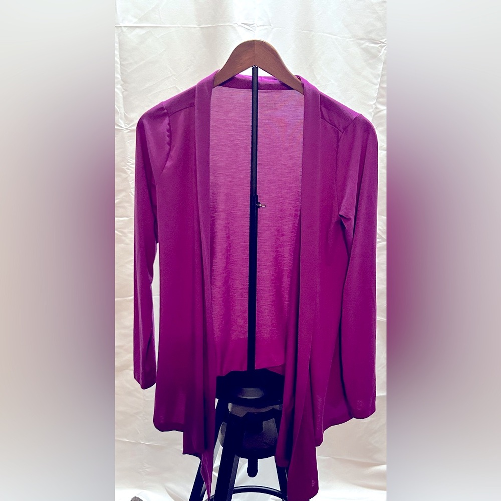 Eddie Bauer purple open cardigan, size S